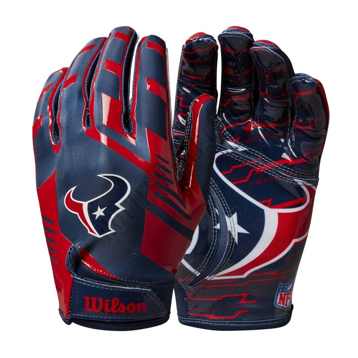 NFL Stretch Fit Receivers Gloves - Houston Texans ● Wilson Promotions - -0