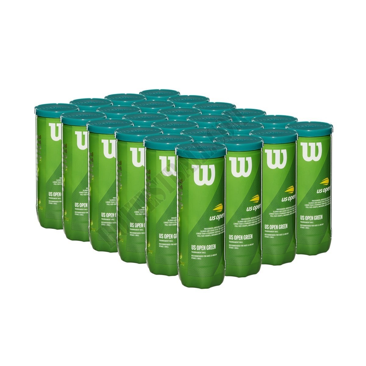 US Open Green Tournament Transition Tennis Balls - 24 Cans (72 Balls) - Wilson Discount Store - -0