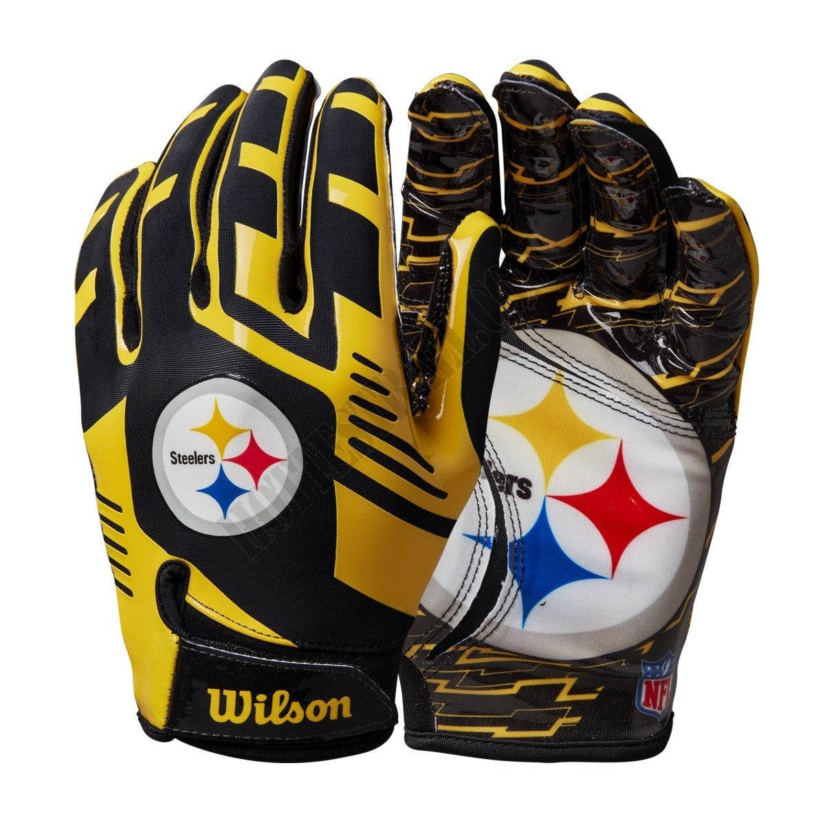 NFL Stretch Fit Receivers Gloves - Pittsburgh Steelers ● Wilson Promotions - NFL Stretch Fit Receivers Gloves - Pittsburgh Steelers ● Wilson Promotions