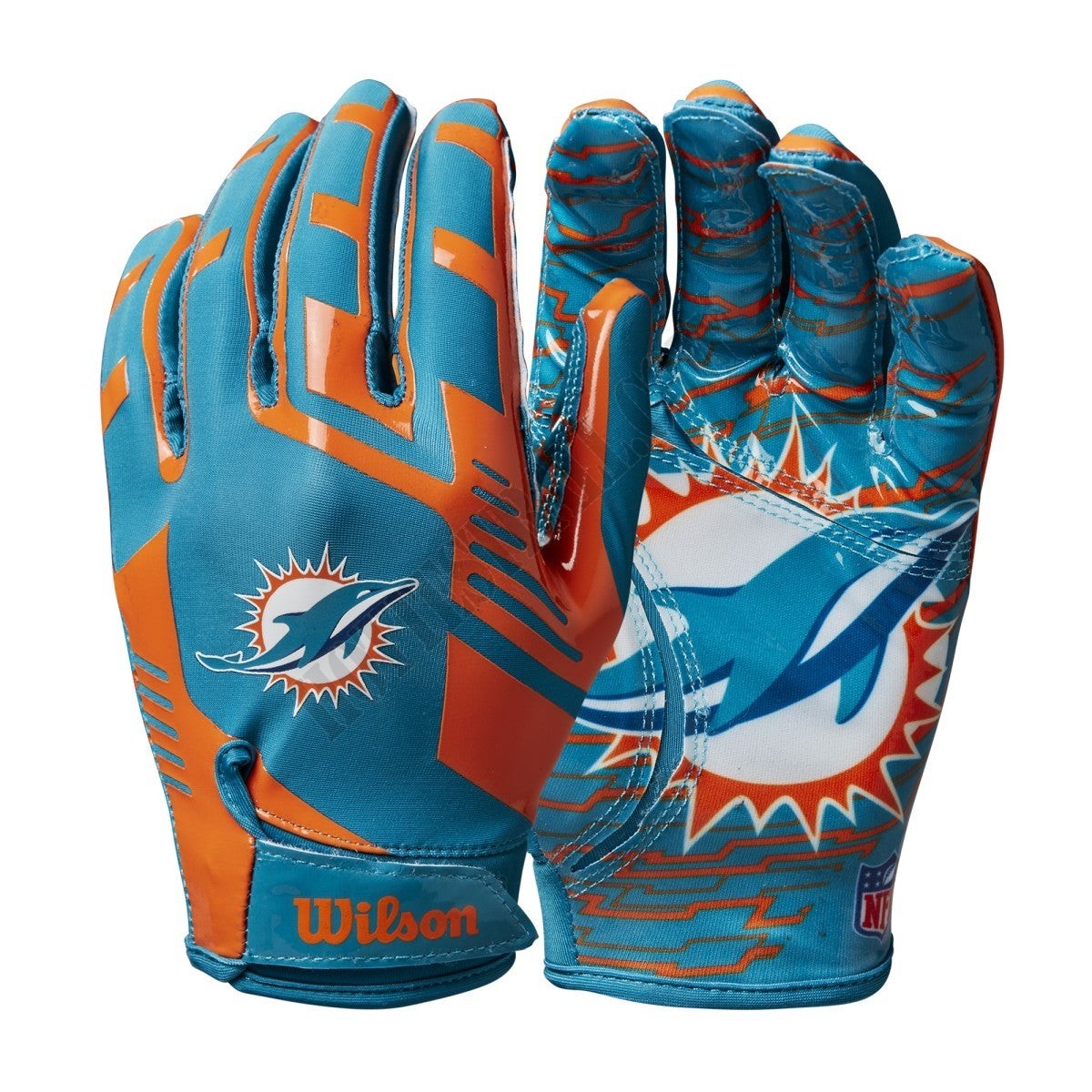 NFL Stretch Fit Receivers Gloves - Miami Dolphins ● Wilson Promotions - NFL Stretch Fit Receivers Gloves - Miami Dolphins ● Wilson Promotions