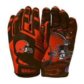 NFL Stretch Fit Receivers Gloves - Cleveland Browns ● Wilson Promotions